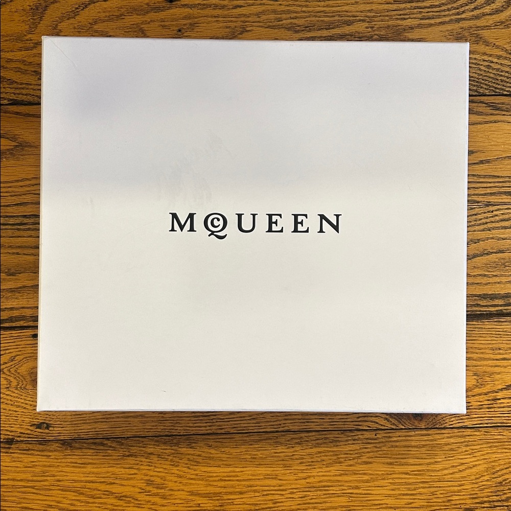ALEXANDER MCQUEEN, AUTHENTIC BLACK AND WHITE BOOT BOX WITH LOGO TISSUE PAPER